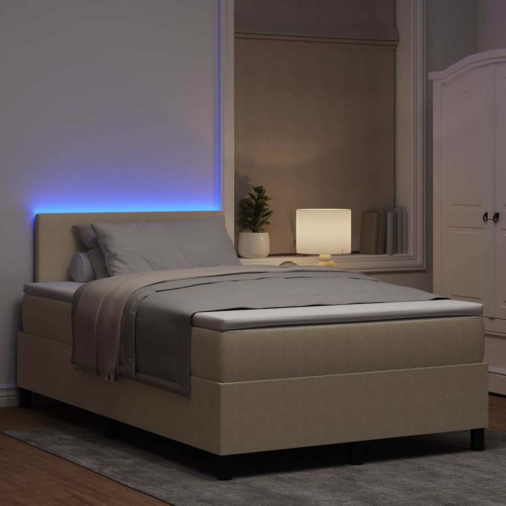 Boxspringbett Hellgrau und Weiß 203 x 120 x 88 cm Cordstoff