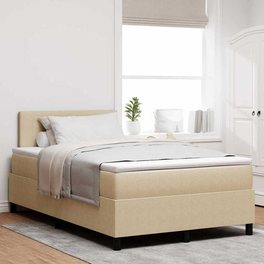 Boxspringbett Hellgrau und Weiß 203 x 120 x 88 cm Cordstoff