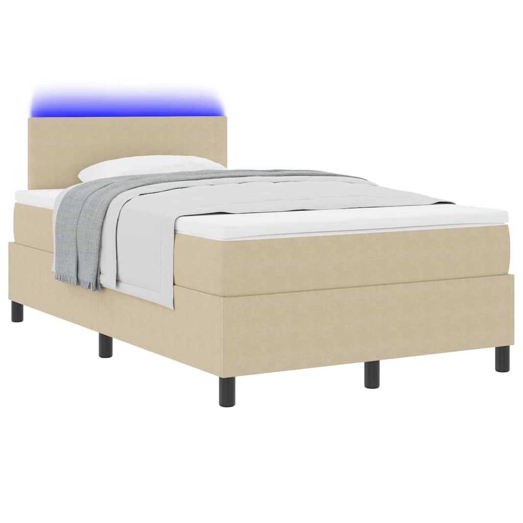 Boxspringbett Hellgrau und Weiß 203 x 120 x 88 cm Cordstoff