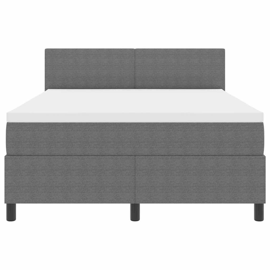 LED Boxspringbett Hellgrau und Weiß 140 x 190 cm Cordstoff