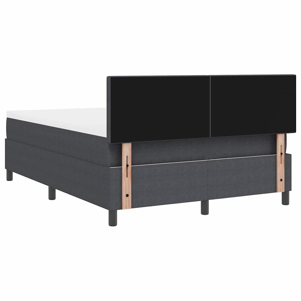 LED Boxspringbett Dunkelgrau und Weiß 140 x 190 cm Cordstoff