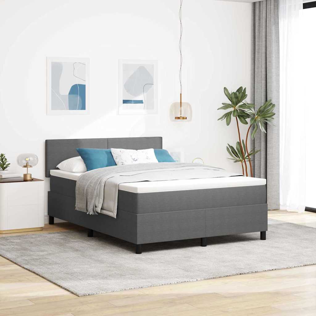LED Boxspringbett Hellgrau und Weiß 140 x 200 cm Cordstoff