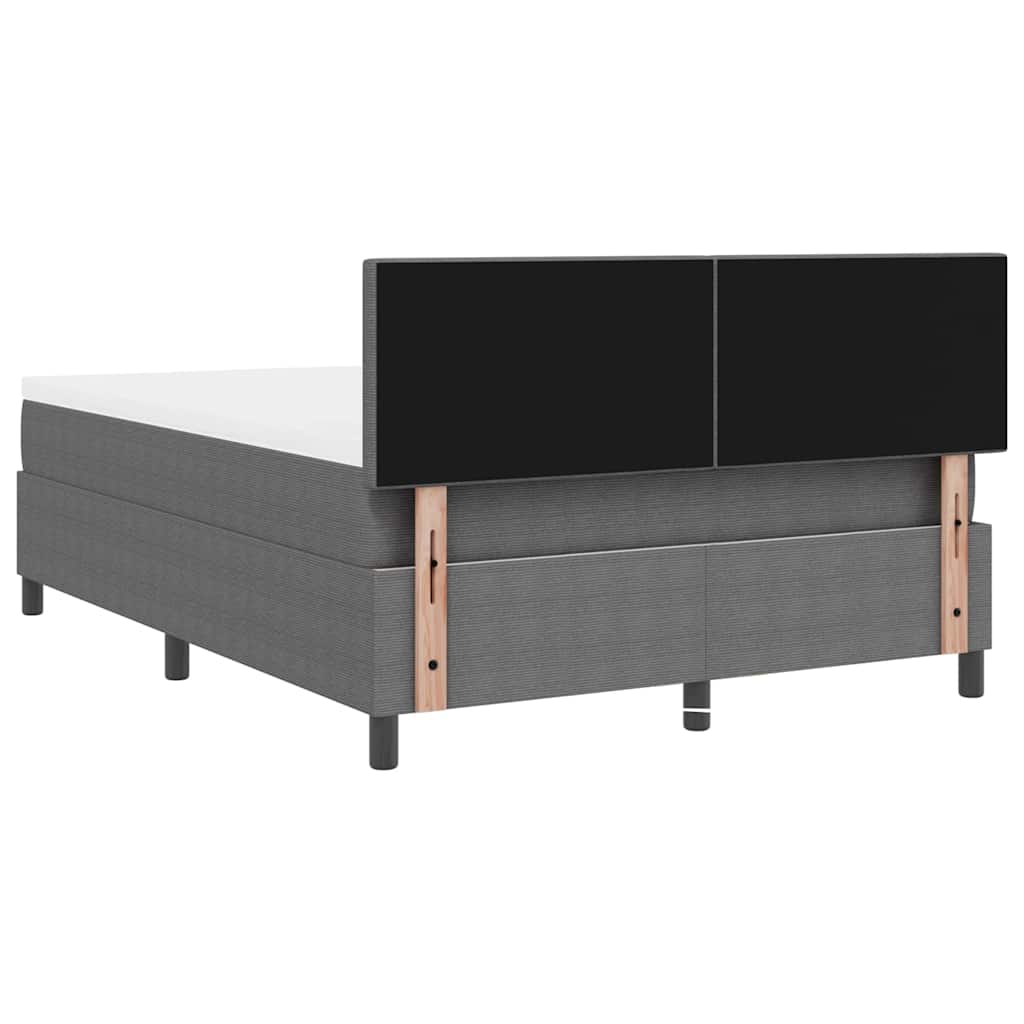 LED Boxspringbett Hellgrau und Weiß 140 x 200 cm Cordstoff