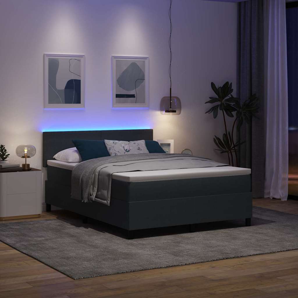 LED Boxspringbett Dunkelgrau und Weiß 160 x 200 cm Cordstoff