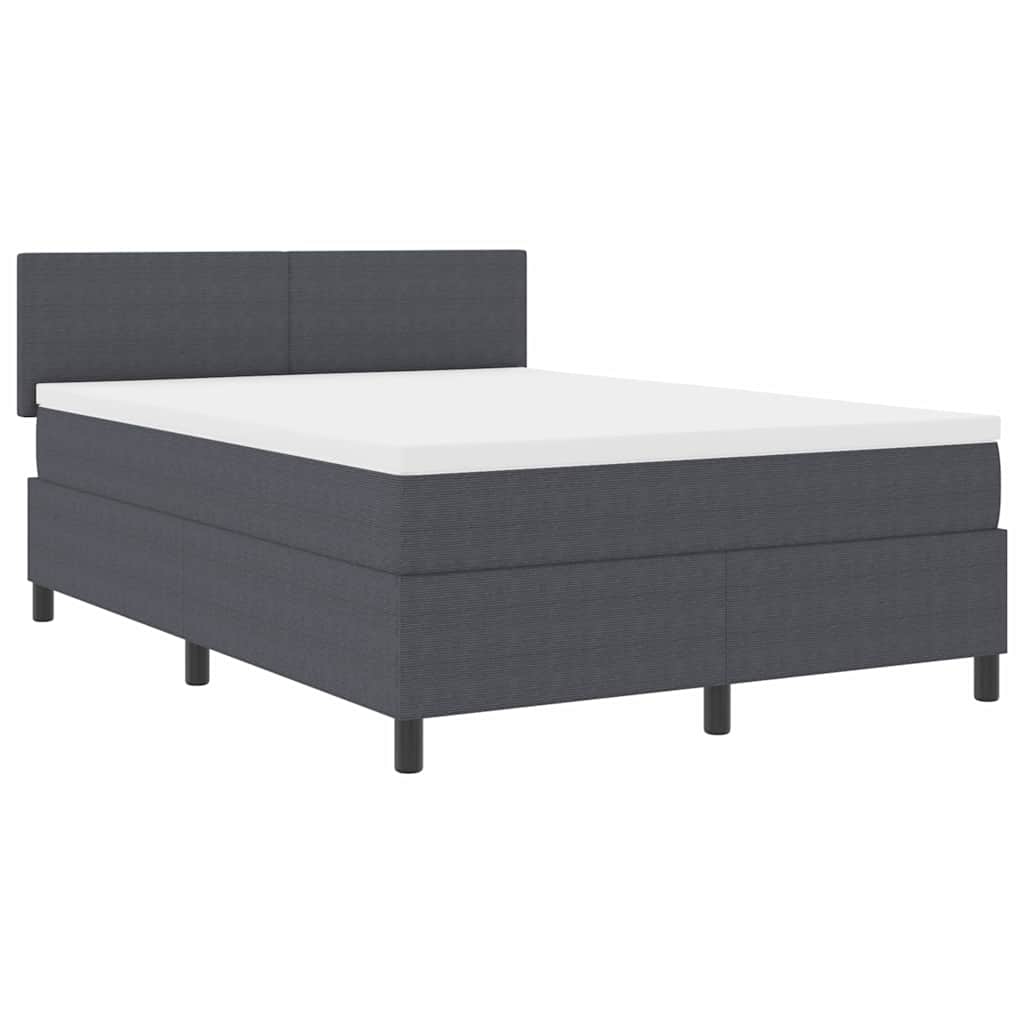 LED Boxspringbett Dunkelgrau und Weiß 160 x 200 cm Cordstoff
