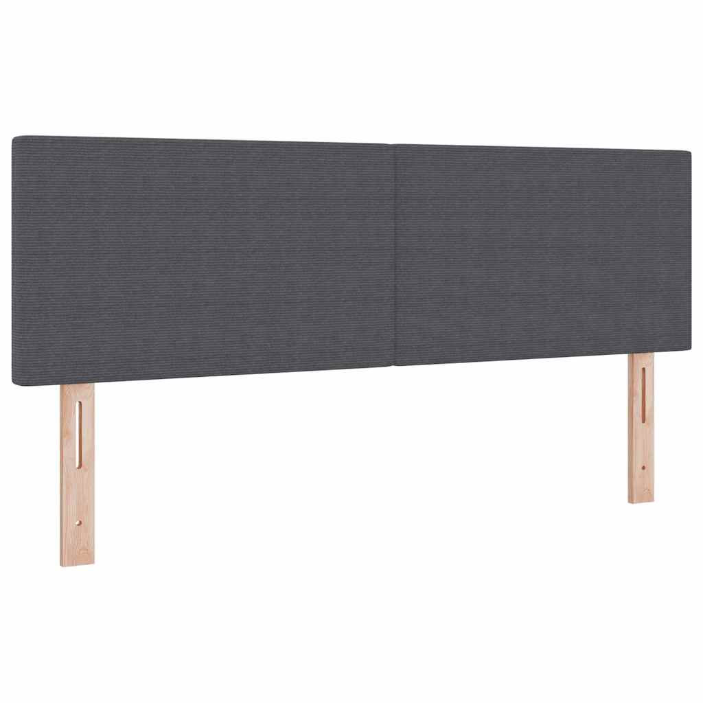 LED Boxspringbett Dunkelgrau und Weiß 160 x 200 cm Cordstoff
