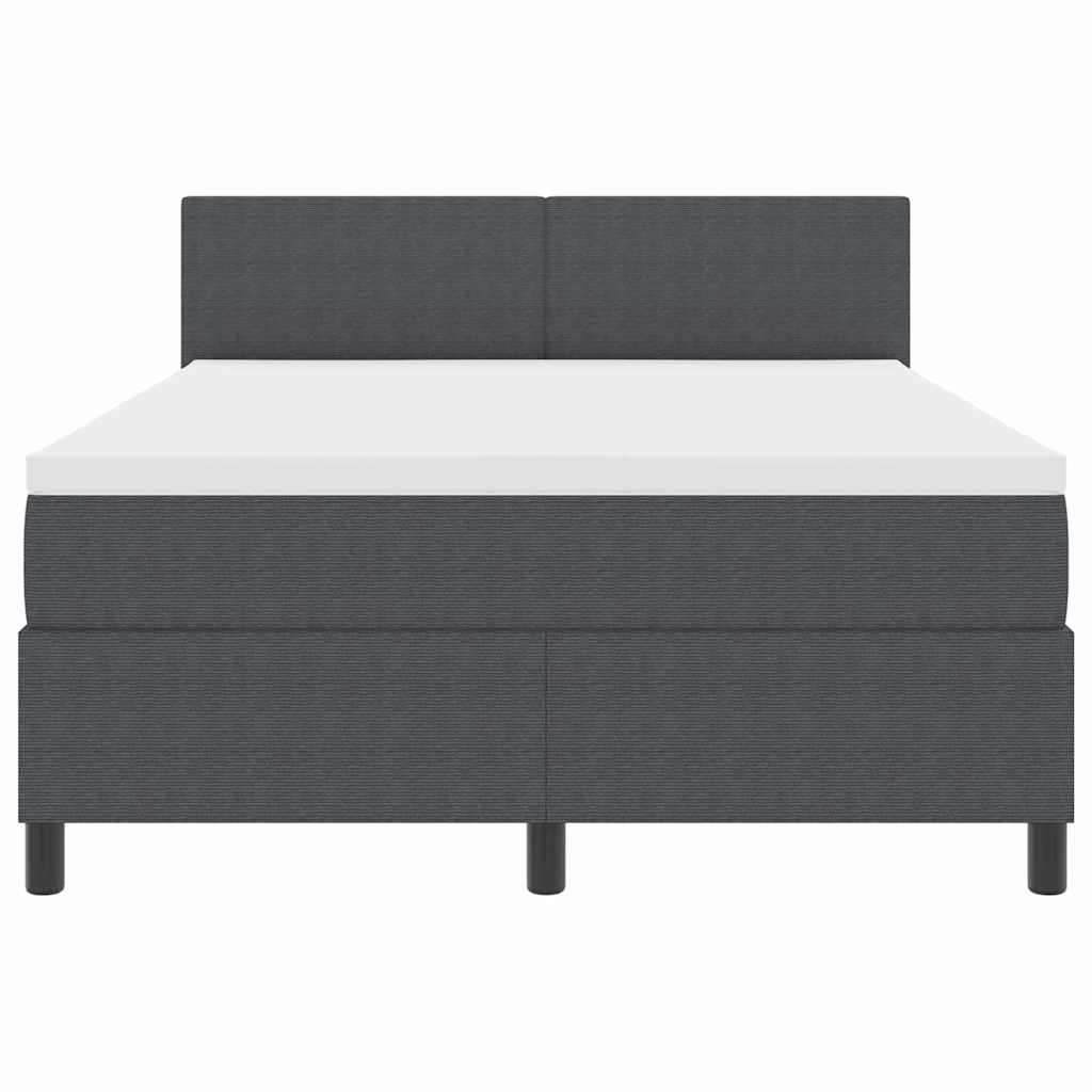 LED Boxspringbett Dunkelgrau und Weiß 160 x 200 cm Cordstoff