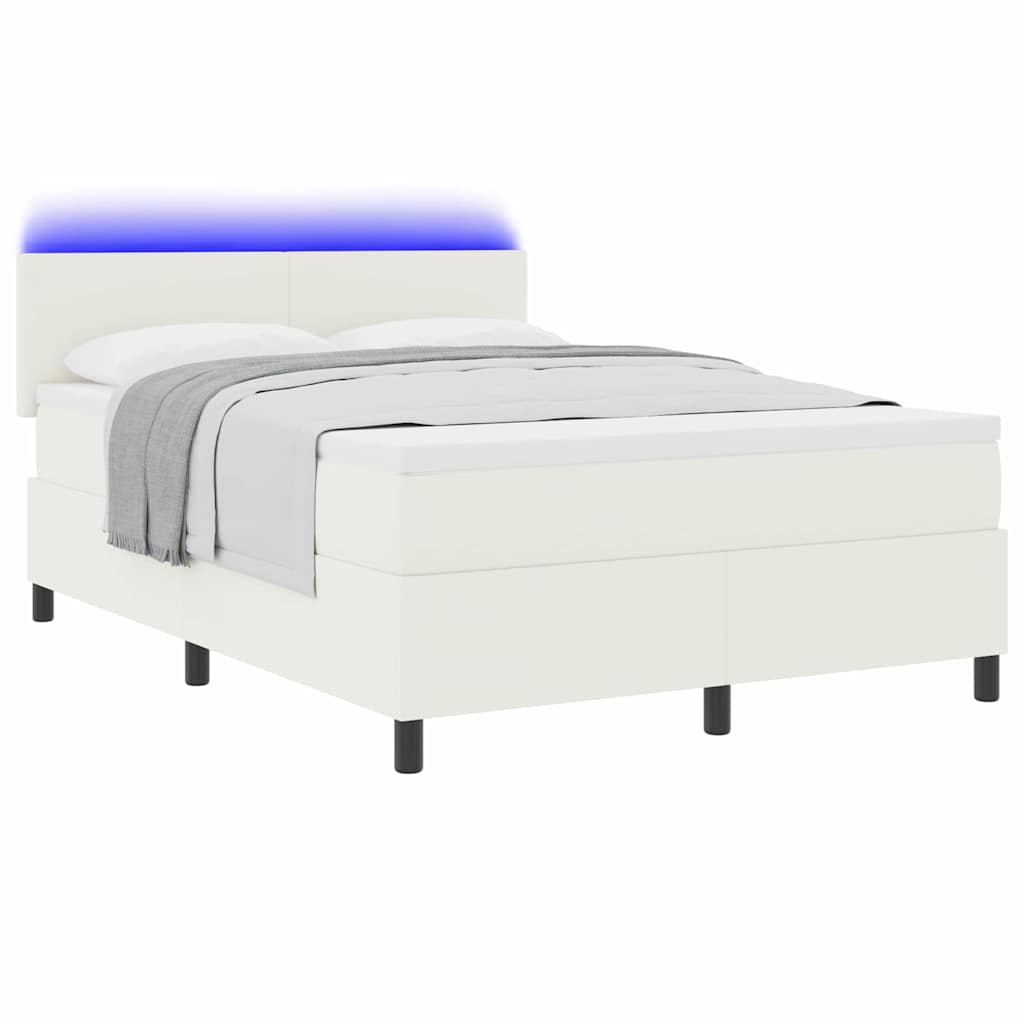 Boxspringbett Creme und Weiß 203 x 160 x 88 cm Cordstoff