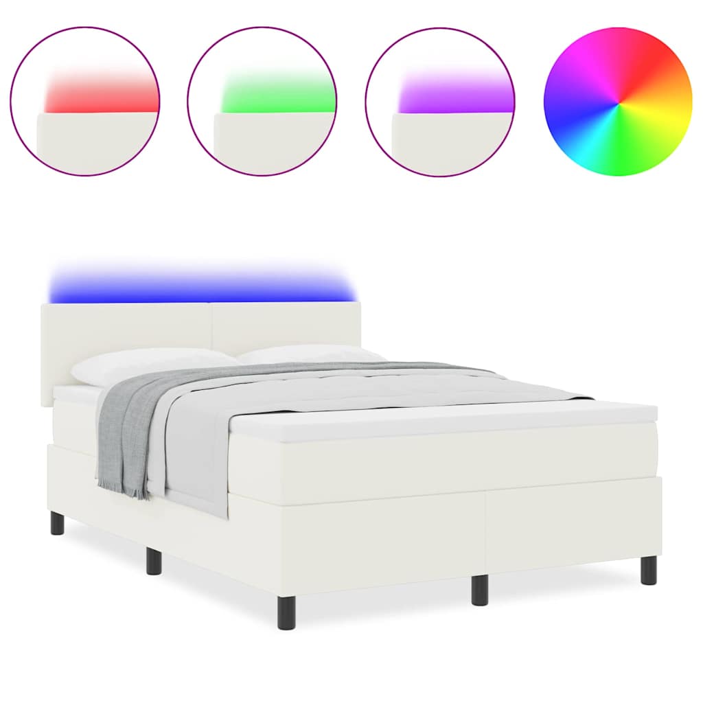 Boxspringbett Creme und Weiß 203 x 160 x 88 cm Cordstoff