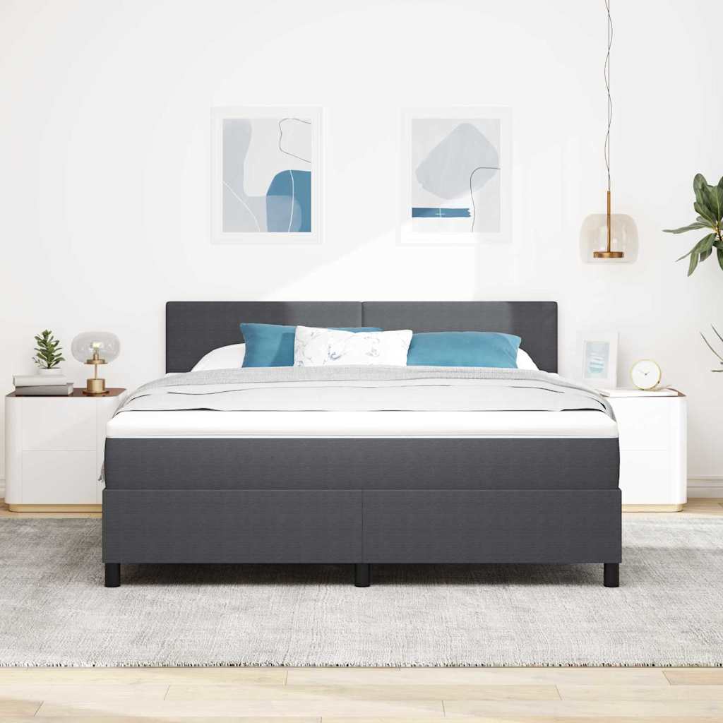 LED Boxspringbett Dunkelgrau und Weiß 180 x 200 cm Cordstoff