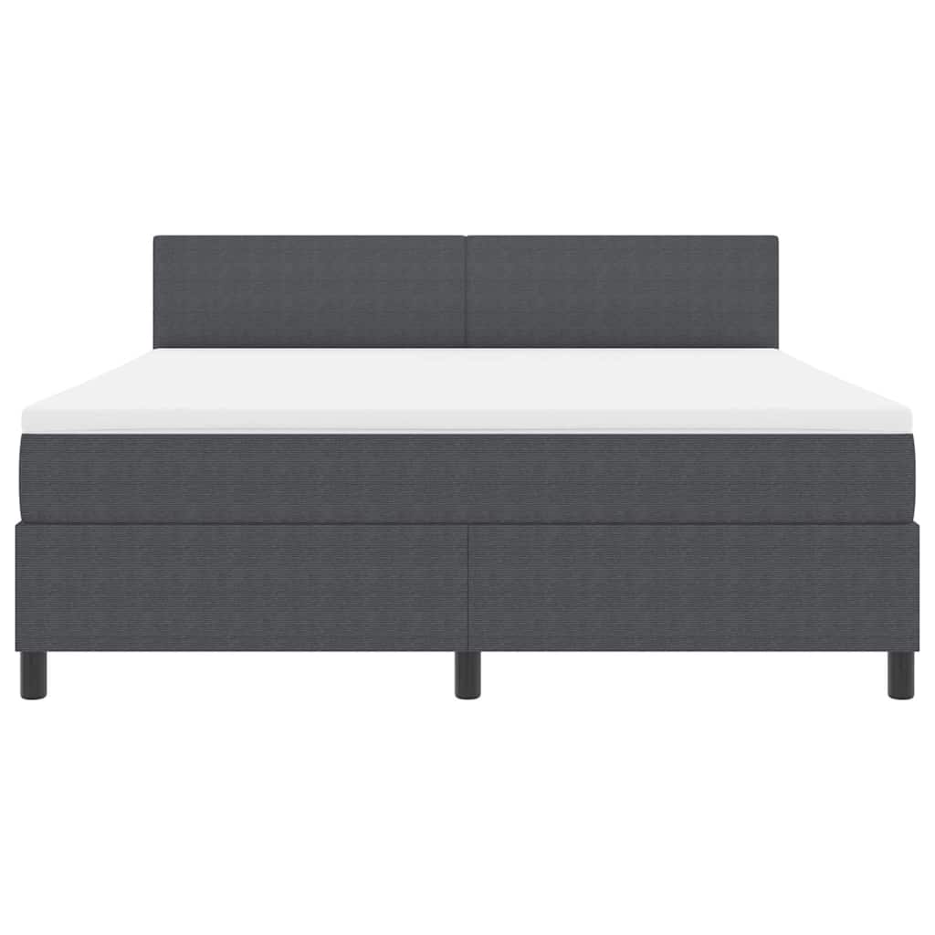 LED Boxspringbett Dunkelgrau und Weiß 180 x 200 cm Cordstoff