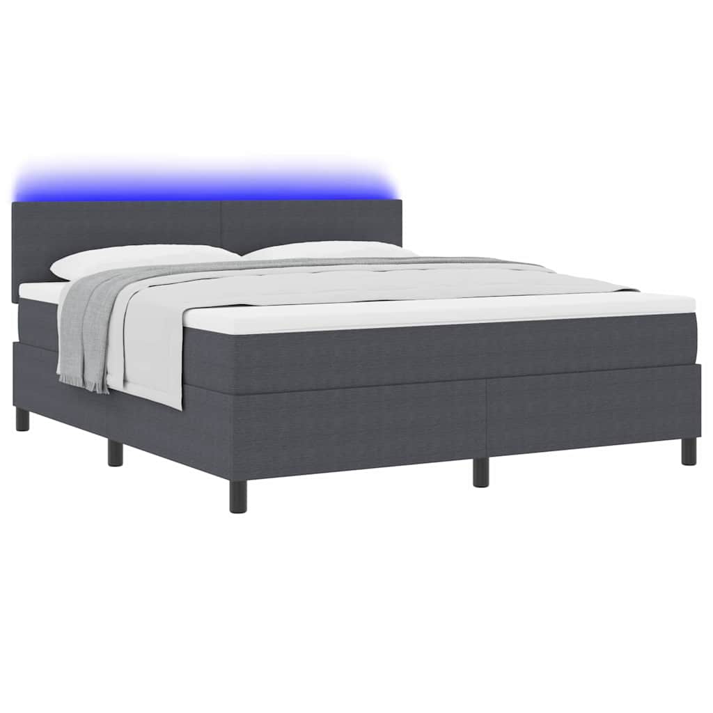 LED Boxspringbett Dunkelgrau und Weiß 180 x 200 cm Cordstoff