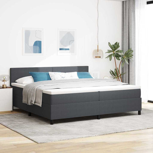Boxspringbett Dunkelgrau und Weiß 203 x 200 x 88 cm Cordstoff