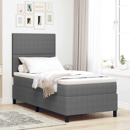 LED Boxspringbett Hellgrau und Weiß 90 x 200 cm Cordstoff