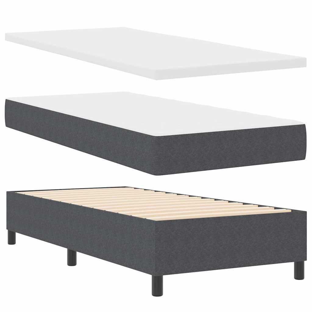 LED Boxspringbett Dunkelgrau und Weiß 90 x 200 cm Cordstoff
