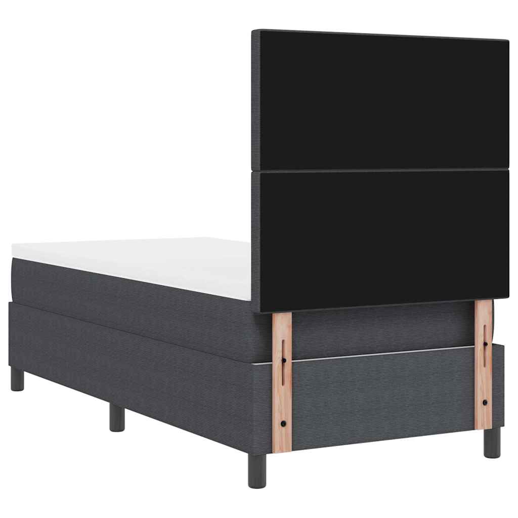 LED Boxspringbett Dunkelgrau und Weiß 90 x 200 cm Cordstoff