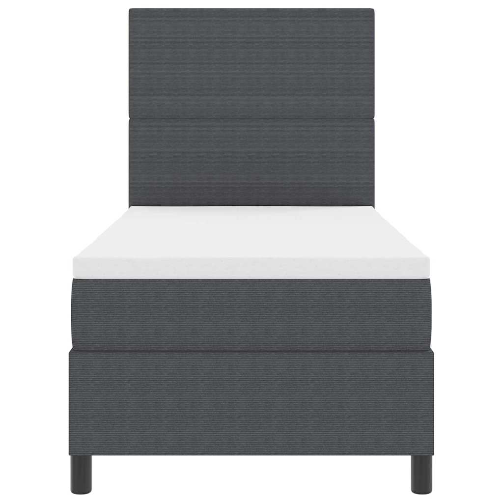 LED Boxspringbett Dunkelgrau und Weiß 90 x 200 cm Cordstoff