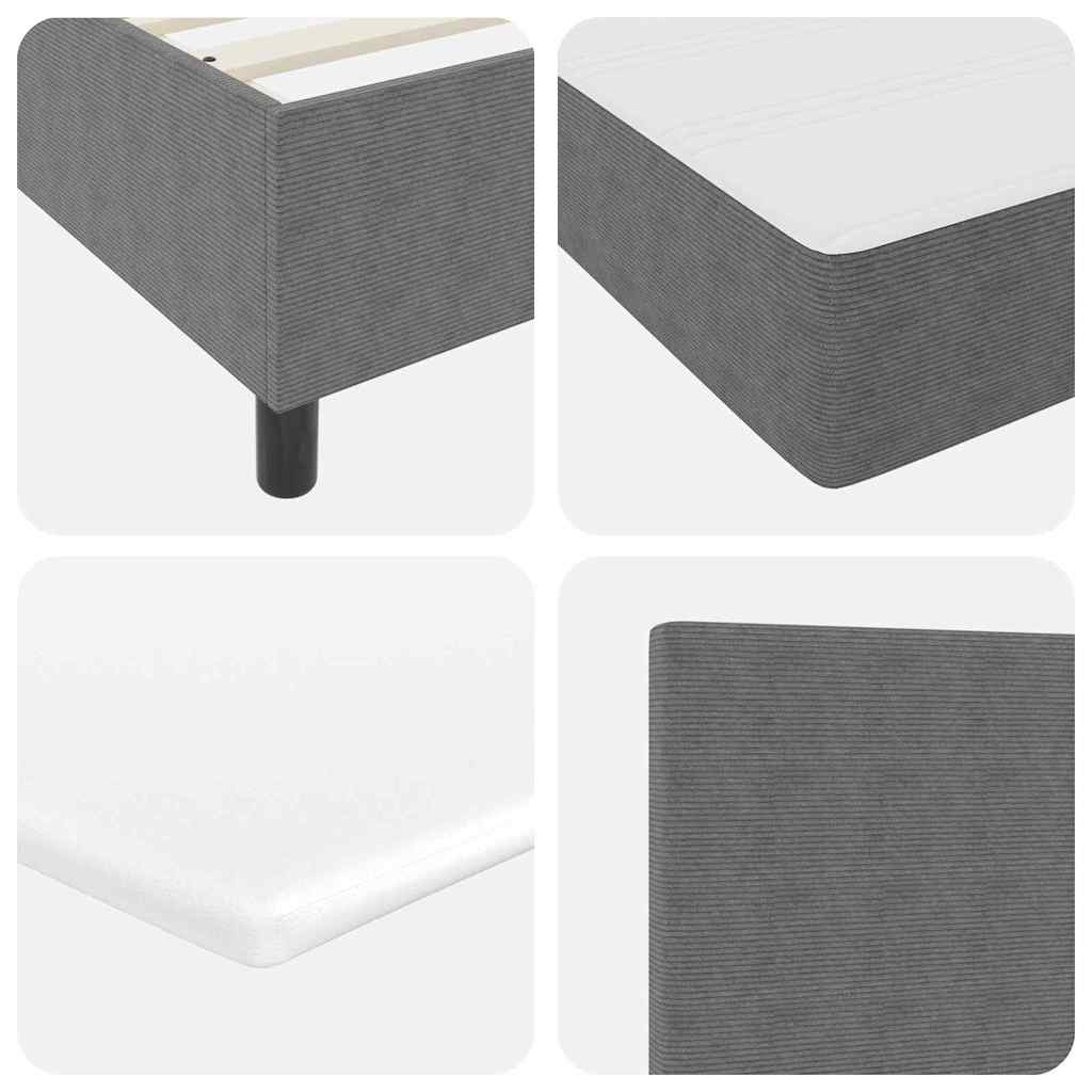 LED Boxspringbett Hellgrau und Weiß 100 x 200 cm Cordstoff