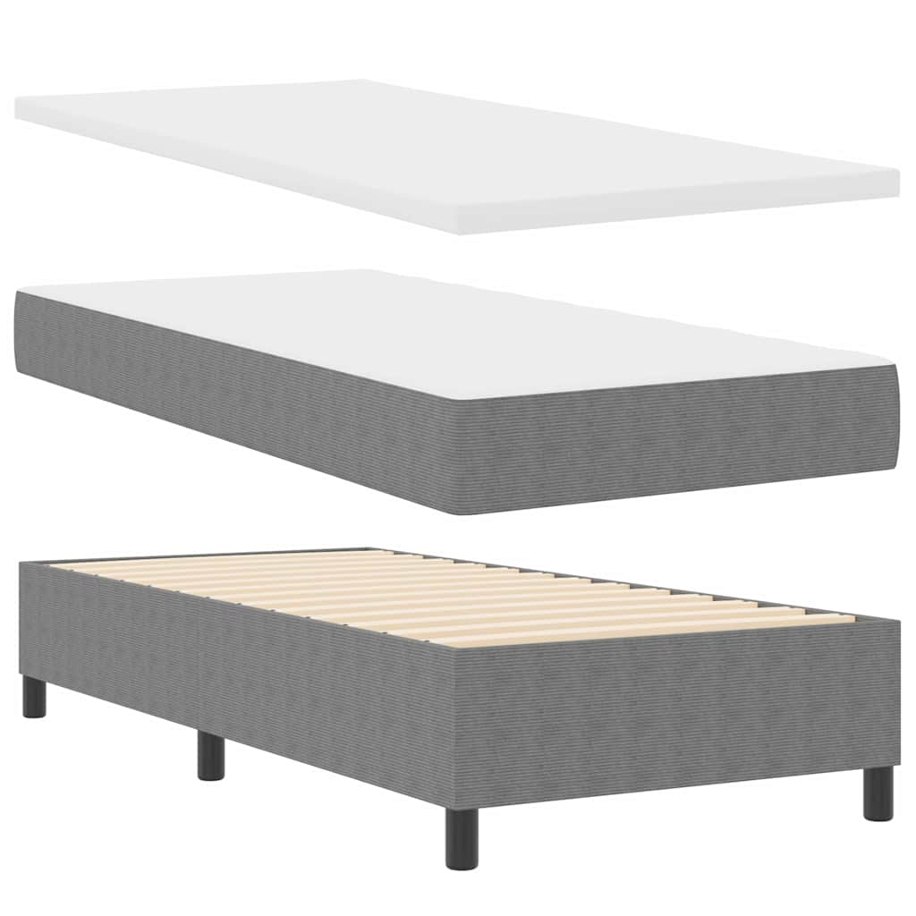 LED Boxspringbett Hellgrau und Weiß 100 x 200 cm Cordstoff