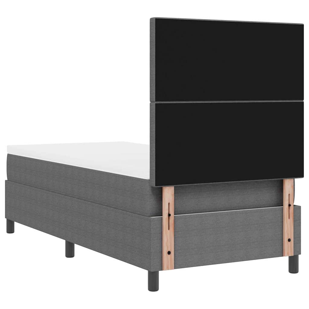 LED Boxspringbett Hellgrau und Weiß 100 x 200 cm Cordstoff