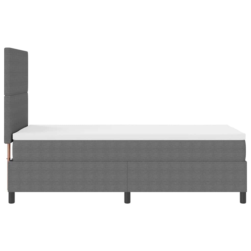 LED Boxspringbett Hellgrau und Weiß 100 x 200 cm Cordstoff