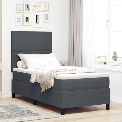 LED Boxspringbett Dunkelgrau und Weiß 100 x 200 cm Cordstoff