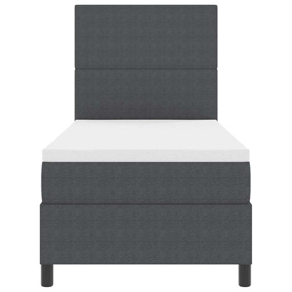 LED Boxspringbett Dunkelgrau und Weiß 100 x 200 cm Cordstoff