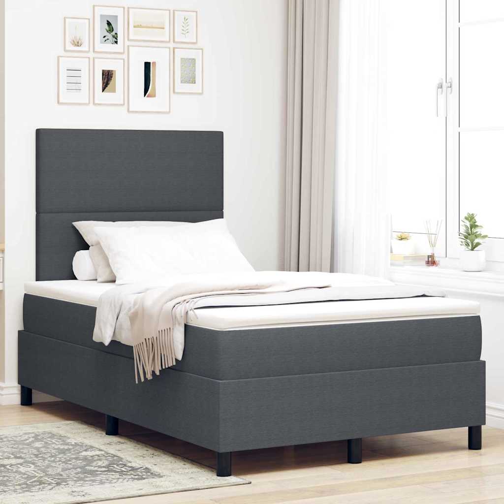 Boxspringbett Dunkelgrau und Weiß 193 x 120 x 128 cm Cordstoff