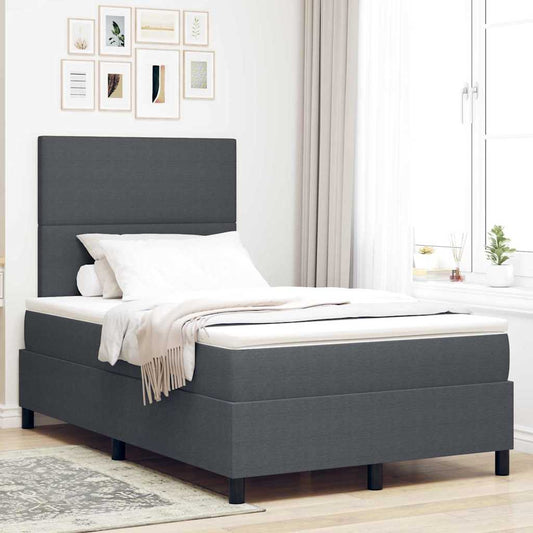 Boxspringbett Dunkelgrau und Weiß 193 x 120 x 128 cm Cordstoff