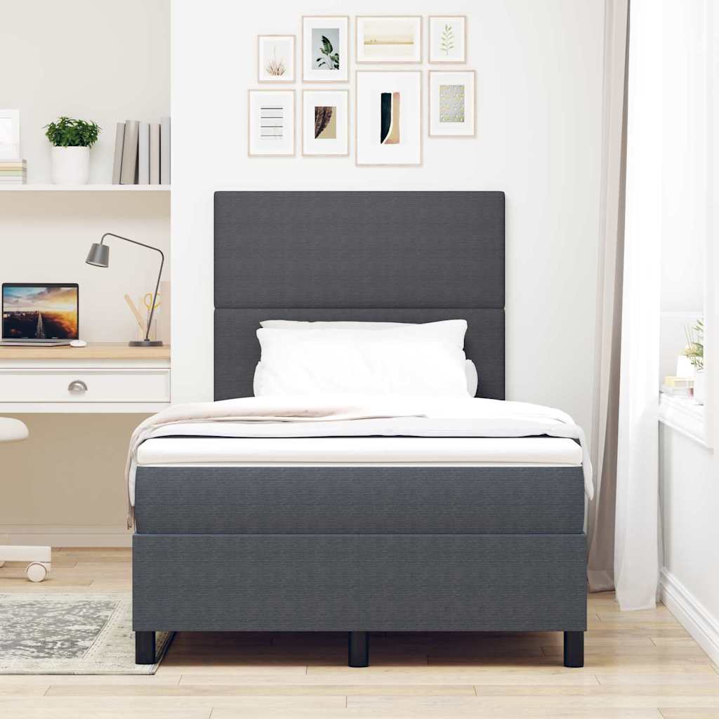 Boxspringbett Dunkelgrau und Weiß 193 x 120 x 128 cm Cordstoff