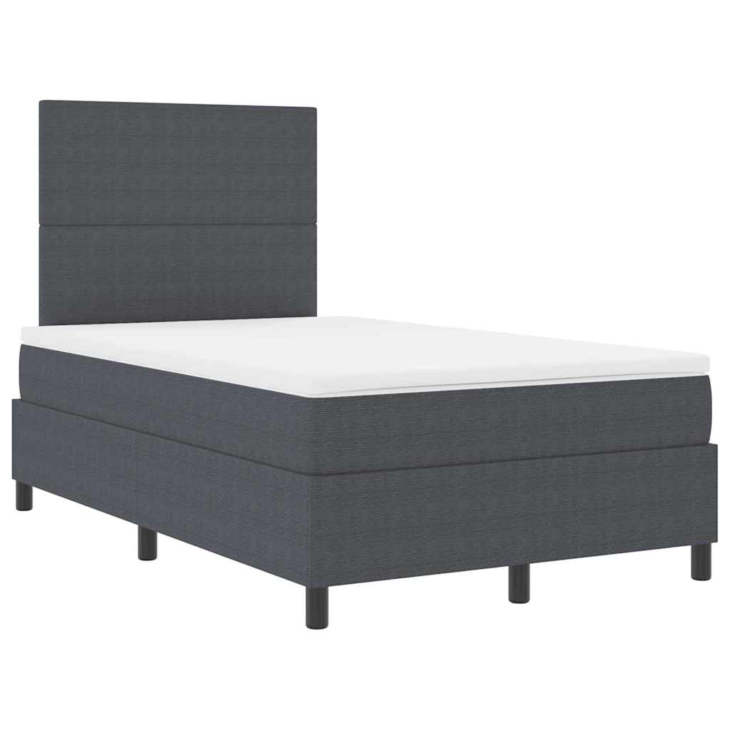 Boxspringbett Dunkelgrau und Weiß 193 x 120 x 128 cm Cordstoff