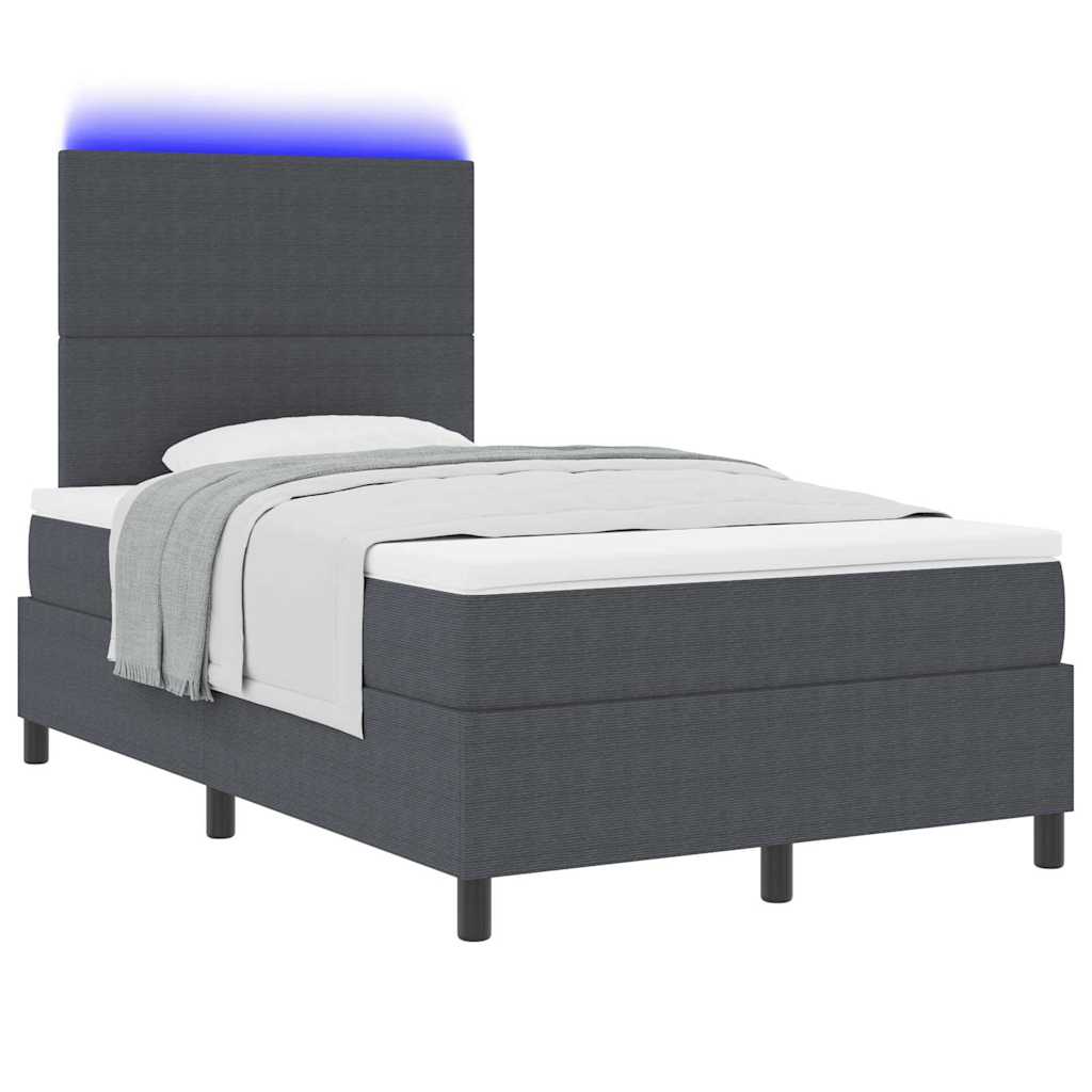 Boxspringbett Dunkelgrau und Weiß 193 x 120 x 128 cm Cordstoff