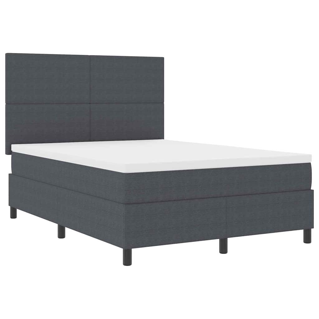 Boxspringbett Dunkelgrau und Weiß 193 x 144 x 128 cm Cordstoff