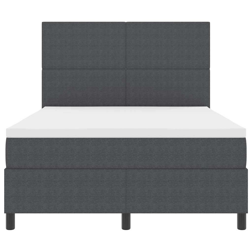Boxspringbett Dunkelgrau und Weiß 193 x 144 x 128 cm Cordstoff