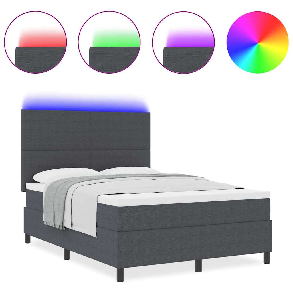 Boxspringbett Dunkelgrau und Weiß 193 x 144 x 128 cm Cordstoff