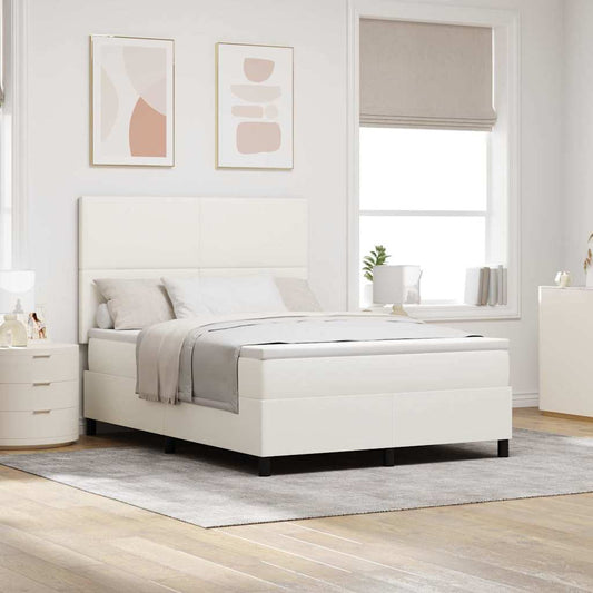 Boxspringbett Creme und Weiß 203 x 160 x 128 cm Cordstoff