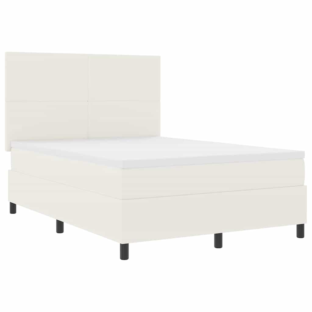 Boxspringbett Creme und Weiß 203 x 160 x 128 cm Cordstoff