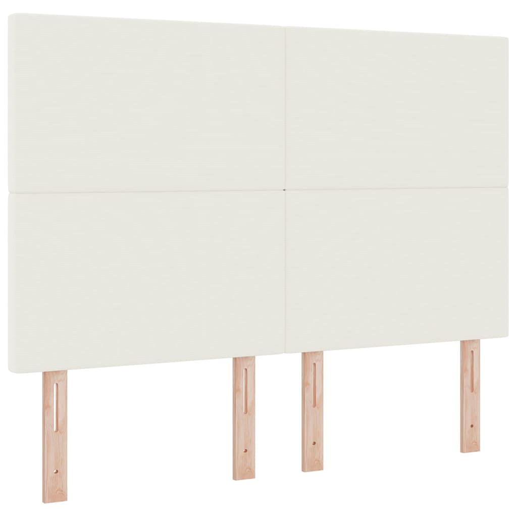 Boxspringbett Creme und Weiß 203 x 160 x 128 cm Cordstoff