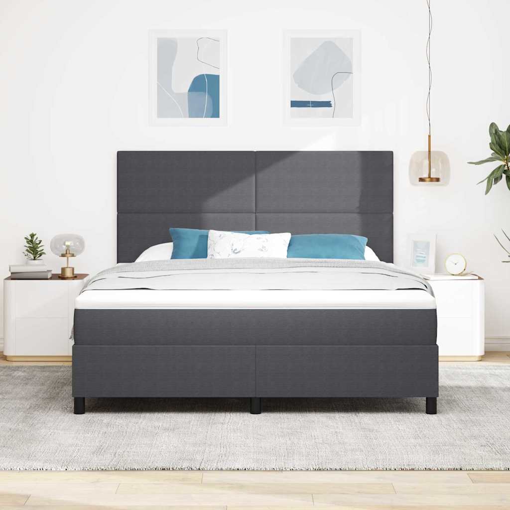 LED Boxspringbett Dunkelgrau und Weiß 180 x 200 cm Cordstoff