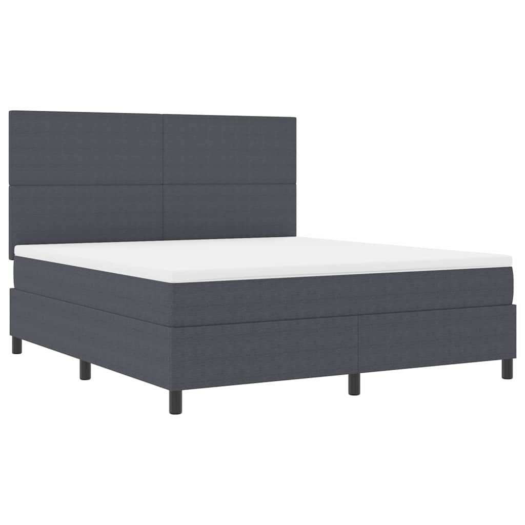 LED Boxspringbett Dunkelgrau und Weiß 180 x 200 cm Cordstoff
