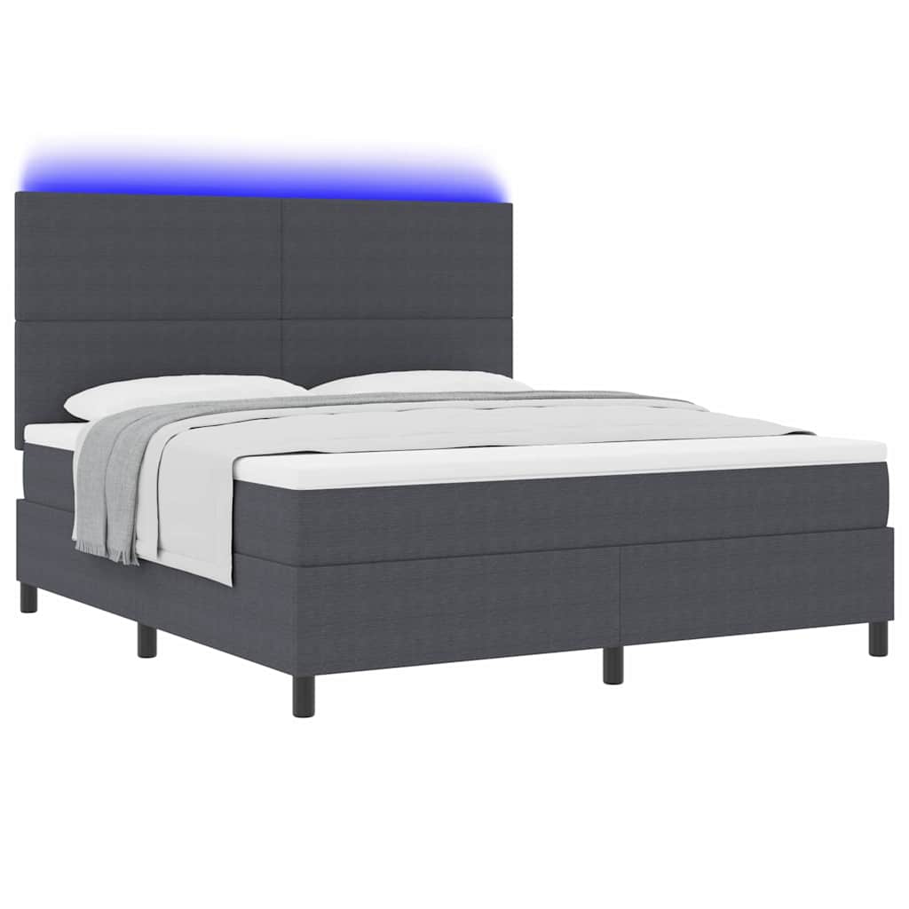 LED Boxspringbett Dunkelgrau und Weiß 180 x 200 cm Cordstoff