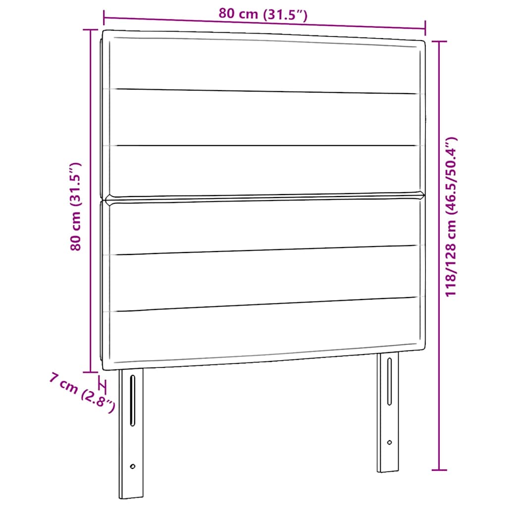 Kopfteil Schwarz 80 cm Stoff