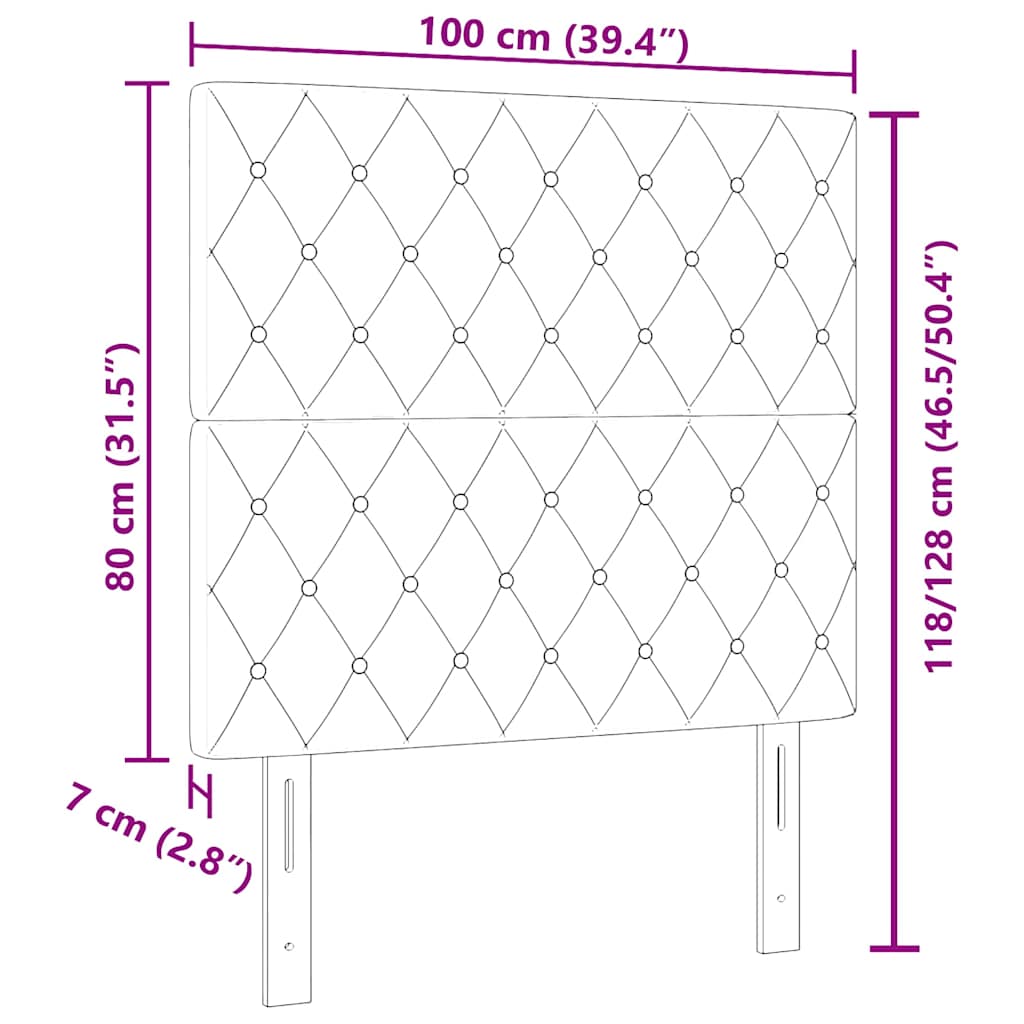 Kopfteil Hellgrau 100 cm Samt