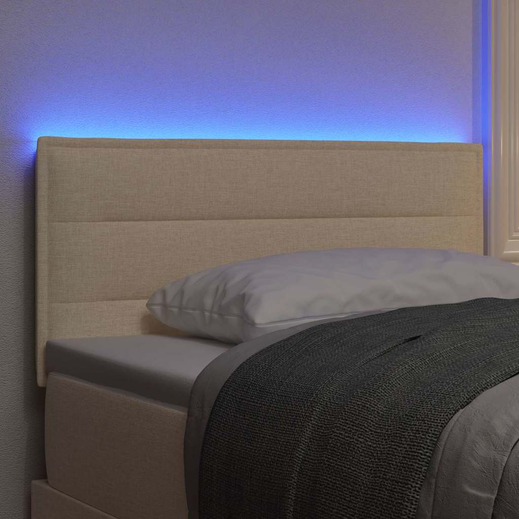 LED Kopfteil mit LED-Lichtleisten Creme 90 cm Stoff