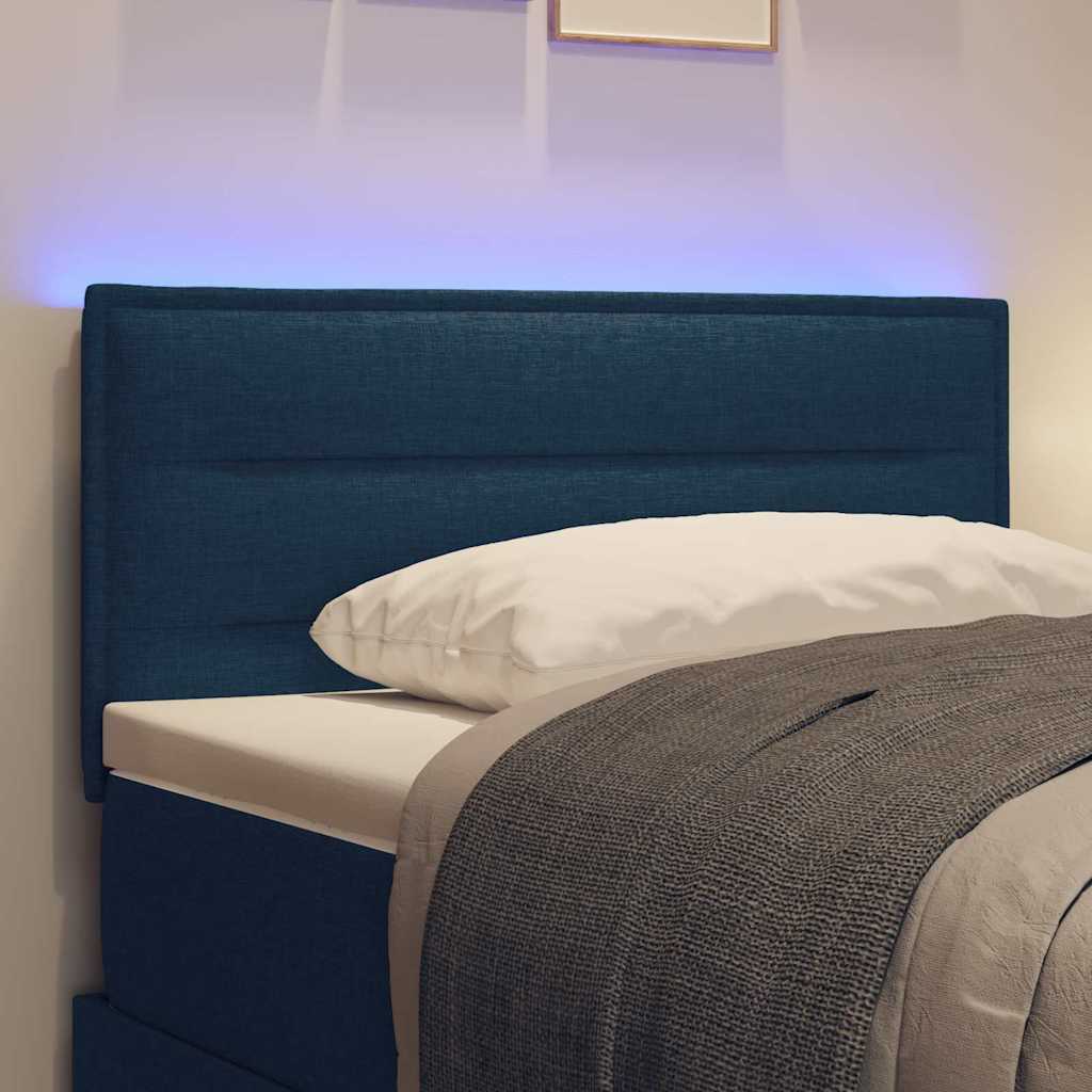 LED Kopfteil mit LED-Lichtleisten mit Kopfteil Blau 90 cm Stoff