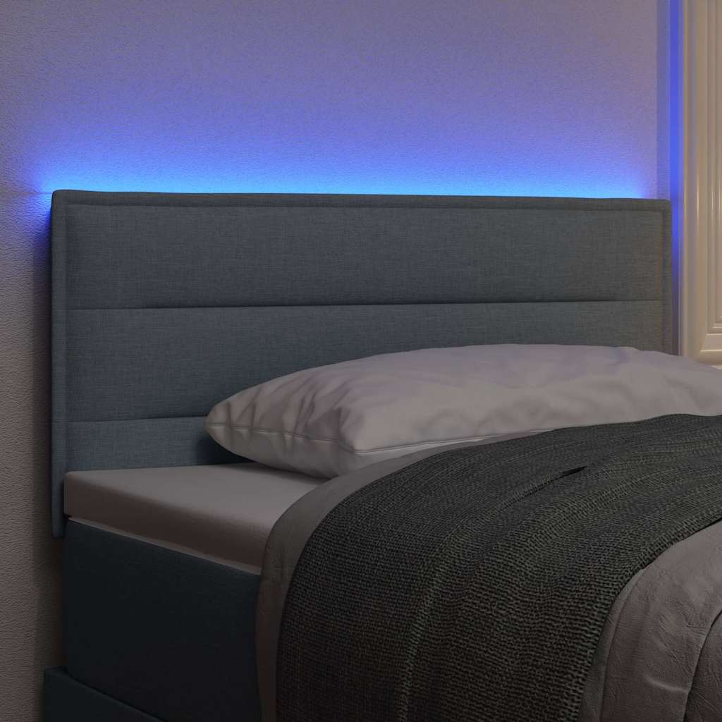 LED Kopfteil mit LED-Lichtleisten Hellgrau 100 cm Stoff