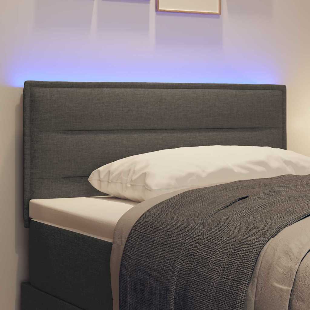 LED Kopfteil mit LED-Lichtleisten Dunkelgrau 100 cm Stoff