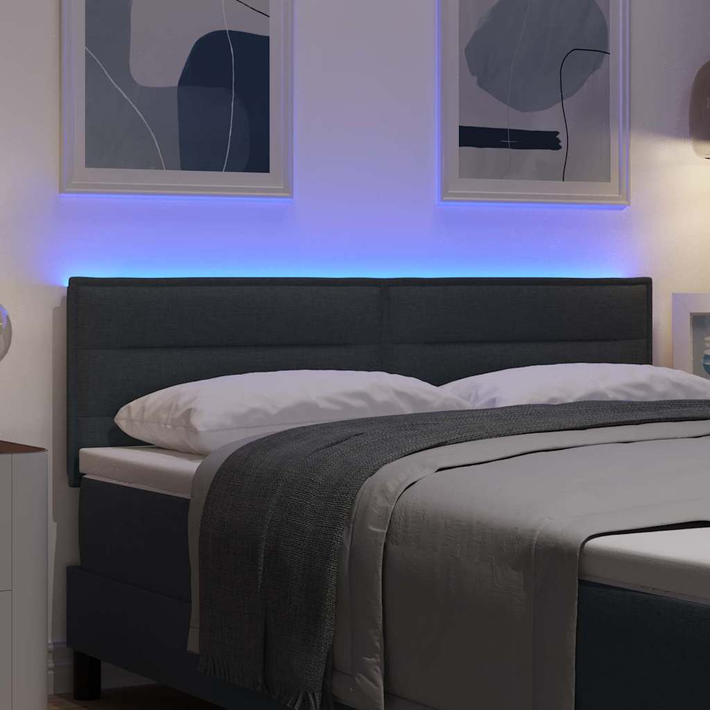 LED Kopfteil mit LED-Lichtleisten Dunkelgrau 144 cm Stoff