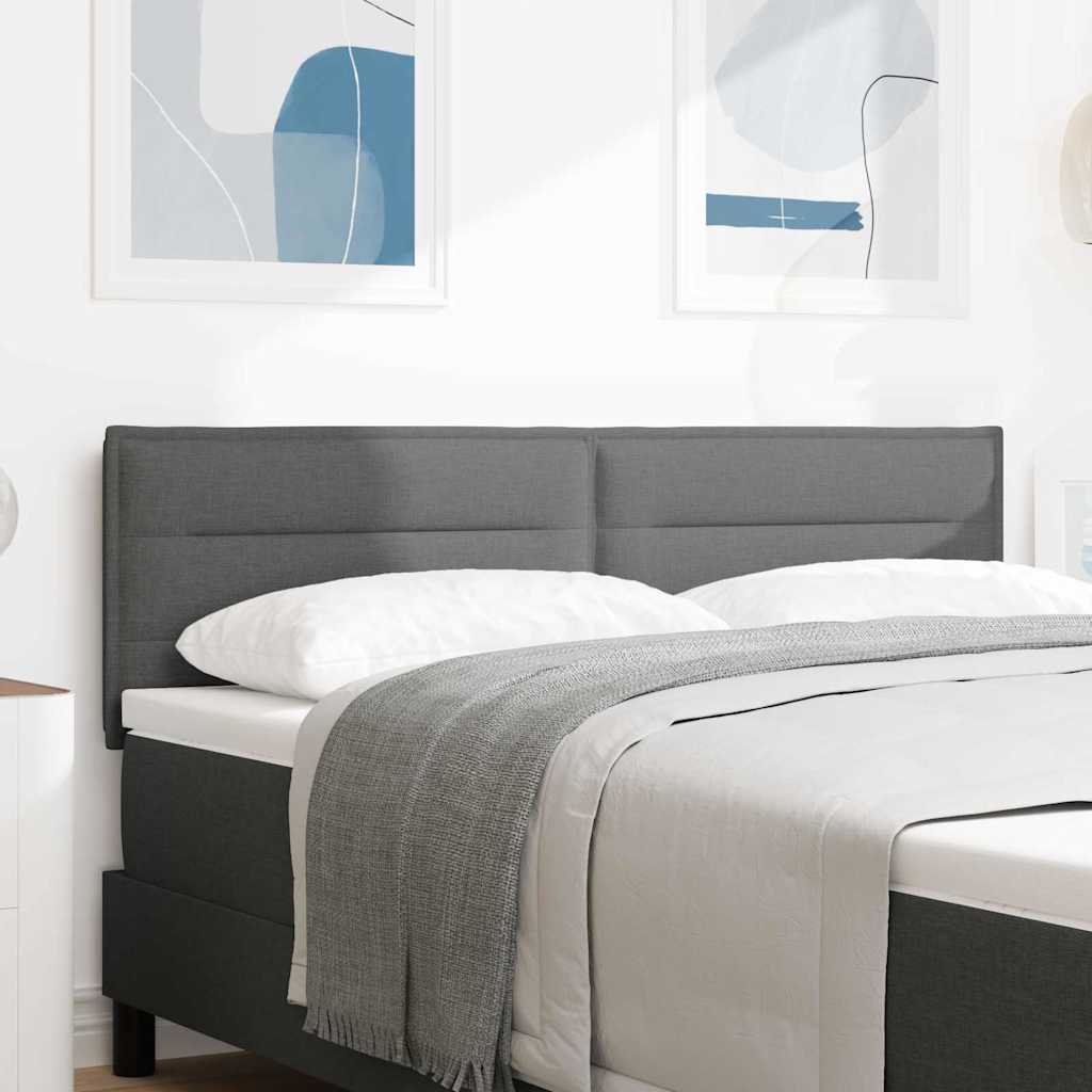 LED Kopfteil mit LED-Lichtleisten Dunkelgrau 144 cm Stoff