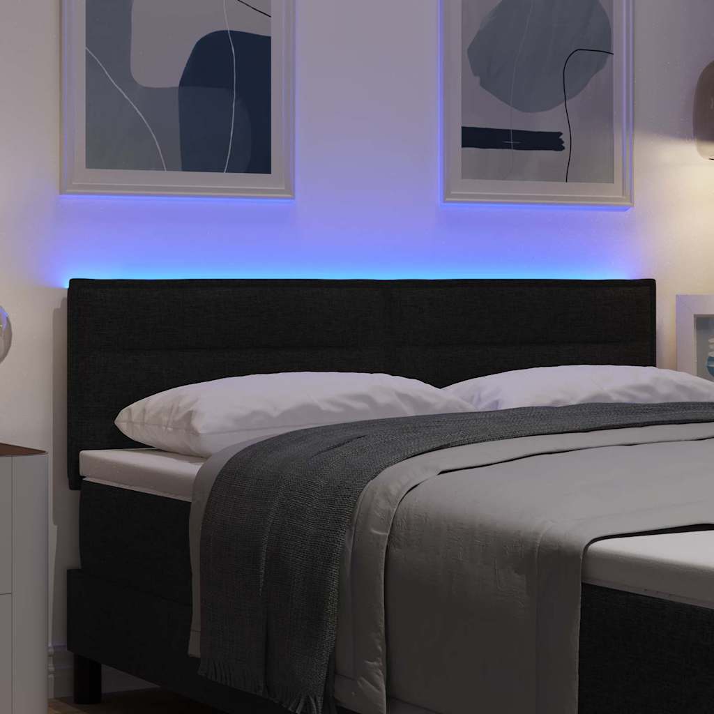 LED Kopfteil mit LED-Lichtleisten Schwarz 144 cm Stoff